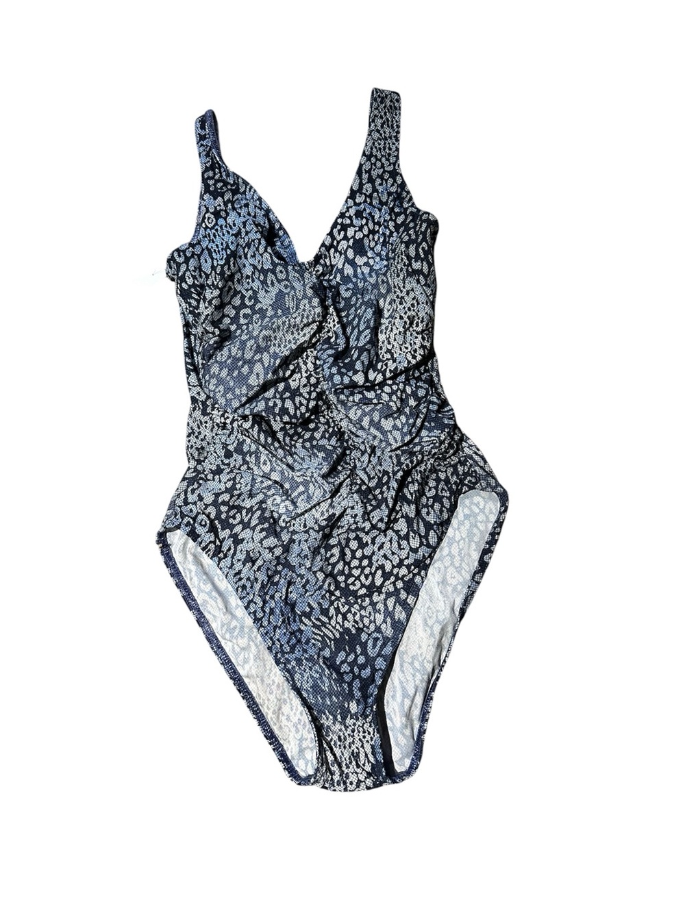 Karla Coletto Blue  Ruched Animal-Print One-Piece Swimsuit Size 14